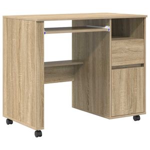 vidaXL Tisch mit R&auml;dern Sonoma-Eiche 91 x 50 x 77 cm Holzwerkstoff