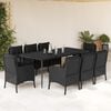 vidaXL 9-tlg. Garten-Essgruppe mit Kissen Schwarz Poly Rattan