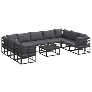 vidaXL Gartensofa-set mit Kissen 10 pcs Schwarz Aluminium