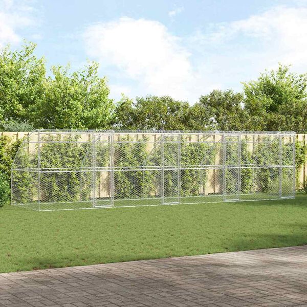 vidaXL Hundek&auml;fig 4 pcs Silber 8 x 2 x 2 m Verzinkter Stahl