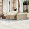 vidaXL 11-tlg. Garten-Sofagarnitur mit Kissen Beige Poly Rattan
