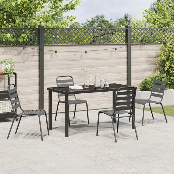 vidaXL Garten Essgruppe 5 pcs Anthrazit Pulverbeschichteter Stahl
