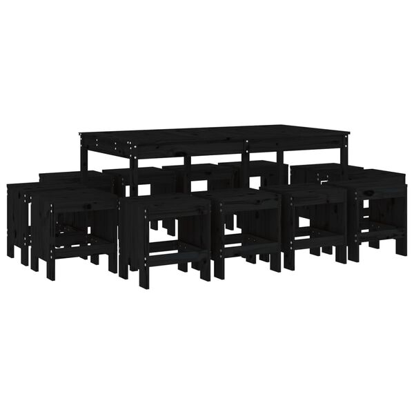 vidaXL 13-tlg. Garten-Essgruppe Schwarz Massivholz Kiefer