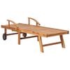 vidaXL Sonnenliegen 2 Stk. Auflagen Graues Karomuster Massivholz Teak
