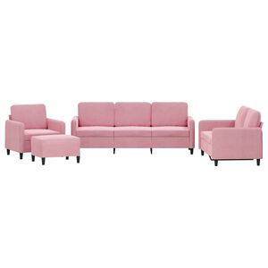 vidaXL 4-tlg. Sofagarnitur Rosa Samt