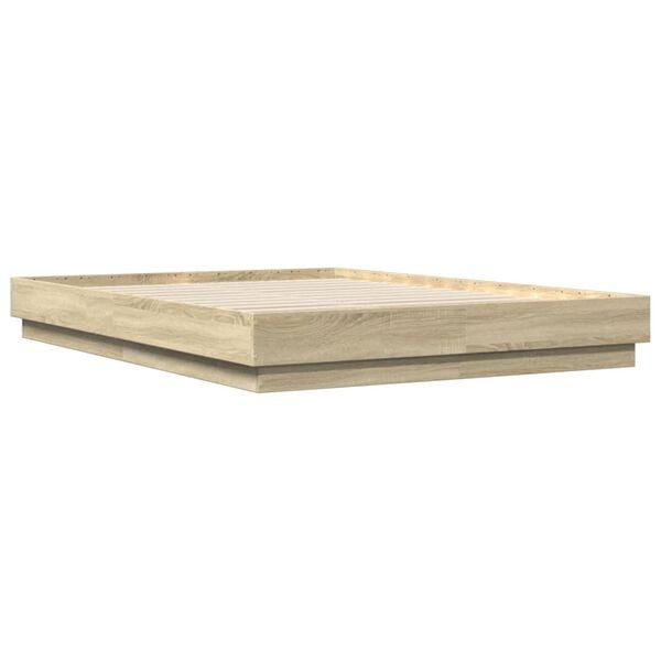 vidaXL Bettgestell mit LED Sonoma-Eiche 160x200 cm