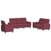 vidaXL Sofa-Set 3 pcs Weinrot Stoff