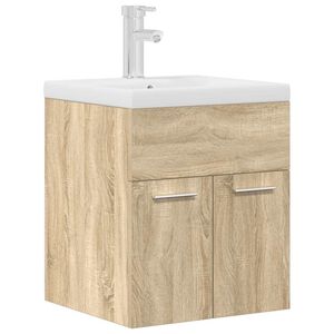 vidaXL Waschbeckenunterschrank Einbaubecken Wasserhahn Sonoma-Eiche