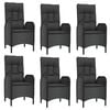 vidaXL 7-tlg. Garten-Essgruppe mit Kissen Schwarz und Grau Poly Rattan