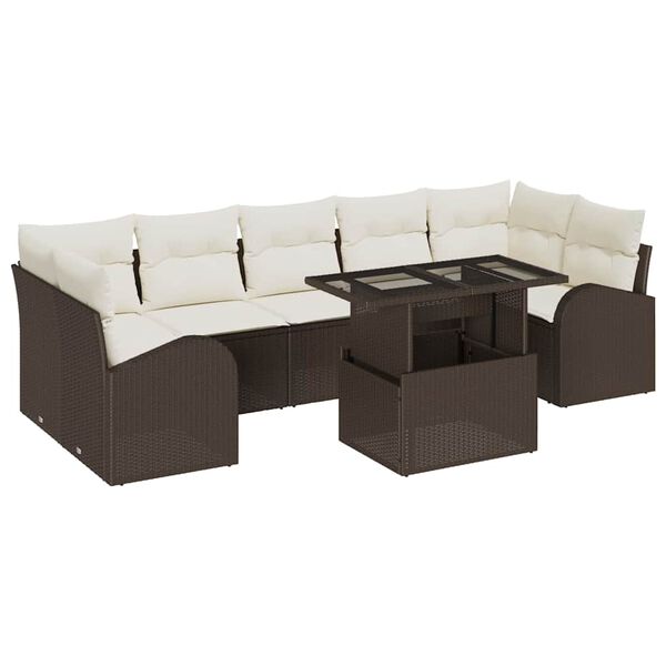 vidaXL Garten-Sofa-Set mit Kissen 8 pcs Braun Poly Rattan
