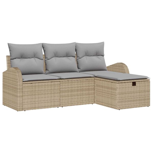 vidaXL Sofa Set mit Kissen 4 pcs Beige und Hellgrau Poly-Rattan