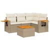 vidaXL 5-tlg. Garten-Sofagarnitur mit Kissen Beige Poly Rattan