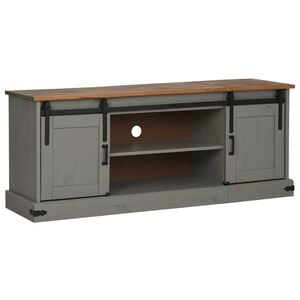 vidaXL TV-Schrank HALDEN 2 Schiebet&uuml;ren Grau 150x40x60 cm Massivholz