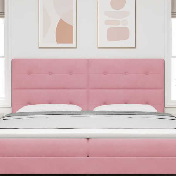 vidaXL LED Kopfteil mit LED-Lichtleisten Rosa 200 cm Polyester