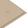 vidaXL Gartenbank mit Beige Auflage 112 cm Massivholz Teak