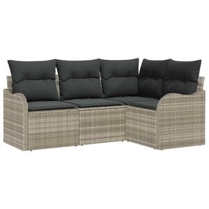 vidaXL Gartensofa-set 4 pcs Hellgrau Poly-Rattan