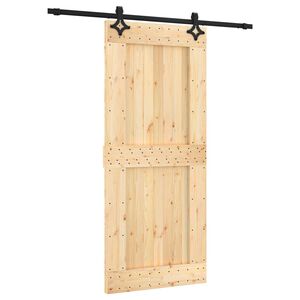 vidaXL Schiebet&uuml;r Nat&uuml;rlich und Schwarz 90 x 210 cm Massivkiefer