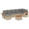 vidaXL 8-tlg. Garten-Sofagarnitur mit Kissen Beige Poly Rattan