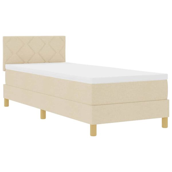 vidaXL Boxspringbett mit Matratze mit Kopfteil Creme 80 x 200 cm Stoff