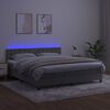 vidaXL Boxspringbett mit Matratze & LED Hellgrau 160x200 cm Samt
