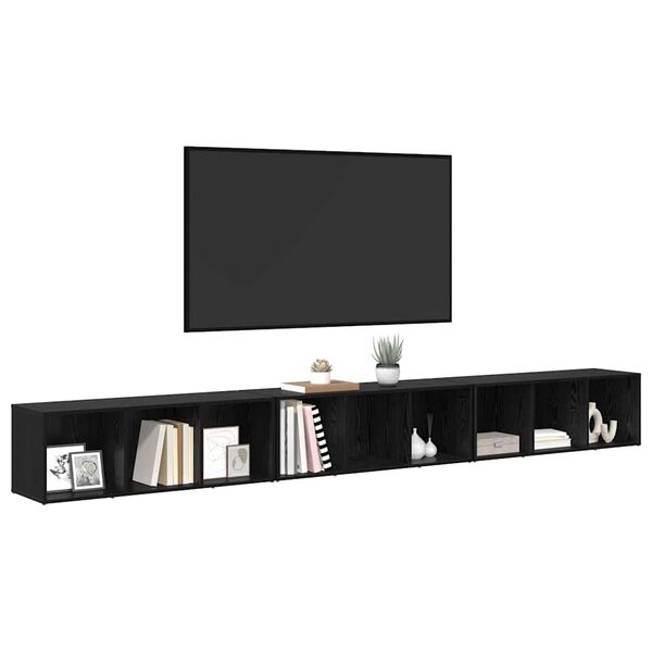 vidaXL TV-Schrankset 3 pcs Schwarz Eichen-Optik 37 x 35 x 107 cm
