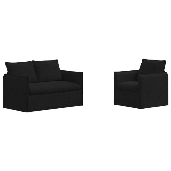 vidaXL Sofa 2 pcs Schwarz