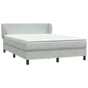 vidaXL Boxspringbett mit Matratze Hellgrau 160x210 cm Samt