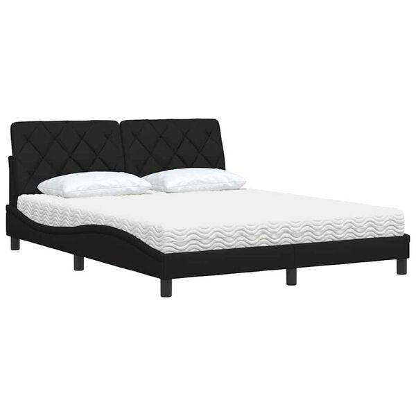 vidaXL Bett mit Matratze Schwarz 160x200 cm Stoff