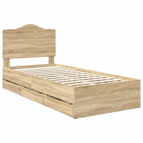 vidaXL Bettrahmen Sonoma-Eiche 90 x 200 cm Ingenieurs Holz