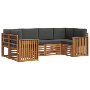 vidaXL Ecksofa Set mit Kissen 6 pcs Natur und Anthrazit