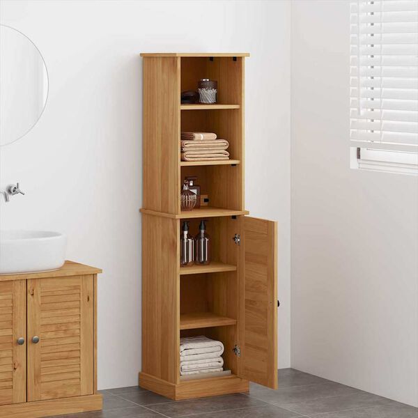 vidaXL Badezimmerm&ouml;bel-Set mit Regal VIGO 2 pcs Braun und Honigbraun