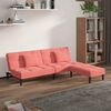 vidaXL Schlafsofa 2-Sitzer mit 2 Kissen & Hocker Rosa Samt