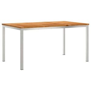 vidaXL Esstisch 150x90x75 cm Massives Teakholz und Edelstahl