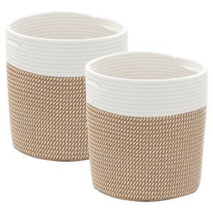 vidaXL Aufbewahrungsk&ouml;rbe 2 Stk. Braun und Wei&szlig; &Oslash;28x28 cm Baumwolle