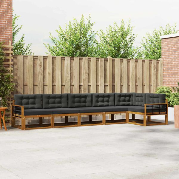 vidaXL Outdoor-Sofagarnitur mit Kissen 6 pcs Natur und Anthrazit