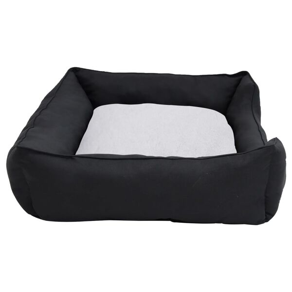 vidaXL Hundebett Schwarz-Wei&szlig; 110,5x80,5x26 cm Fleece Leinenoptik