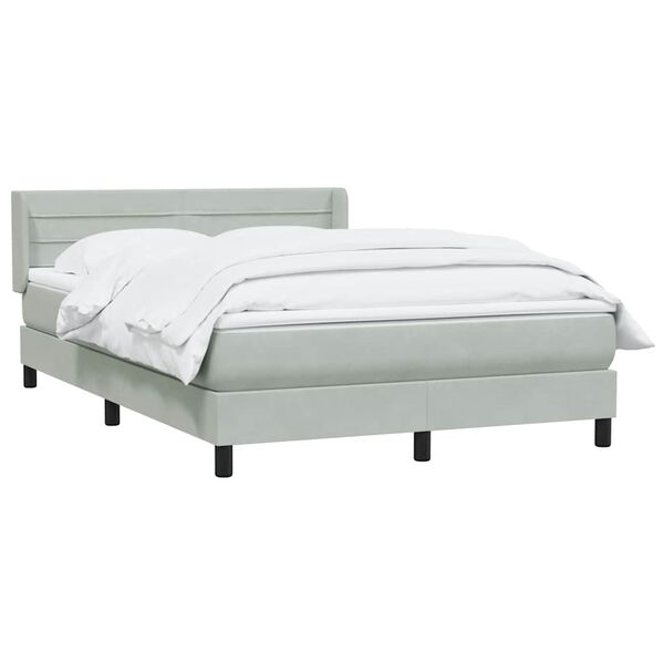 vidaXL Boxspringbett mit Matratze Hellgrau 140x220 cm Samt