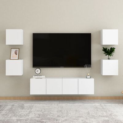 vidaXL TV-Wandschränke 4 Stk. Weiß 30,5x30x30 cm