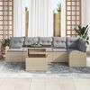 vidaXL Garten-Sofa-Set mit Kissen 7 pcs Beige und Hellgrau Poly-Rattan