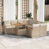 vidaXL 9-tlg. Garten-Sofagarnitur mit Kissen Beige Poly Rattan Akazie