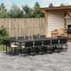 vidaXL 15-tlg. Garten-Essgruppe mit Kissen Schwarz Poly Rattan