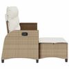 vidaXL Gartensofa mit Liegefunktion Kissen L-Form Beige Poly Rattan