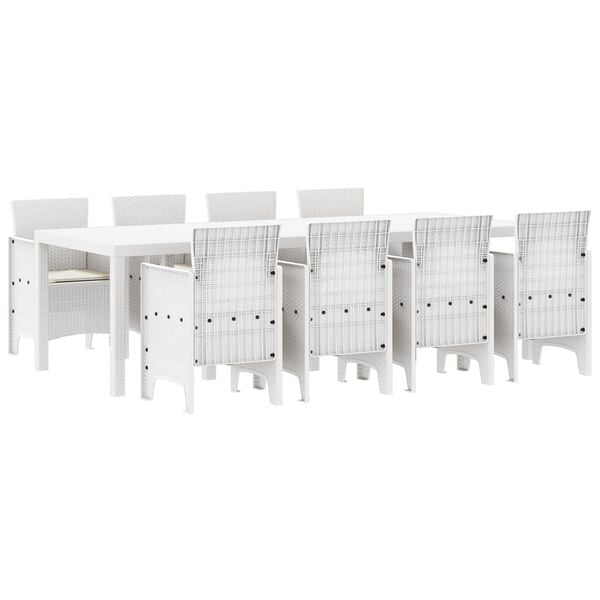 vidaXL Garten Essgruppe 9 pcs Hellgrau Polt Rattan