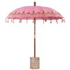 vidaXL Balinesischer Sonnenschirm mit Sockel Rosa &Oslash; 210-220 cm