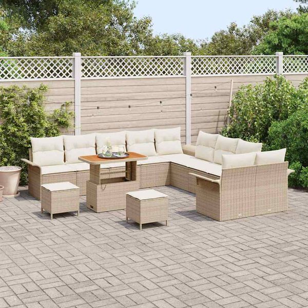 vidaXL Garten-Sofa-Set 13 pcs Beige Poly-Rattan