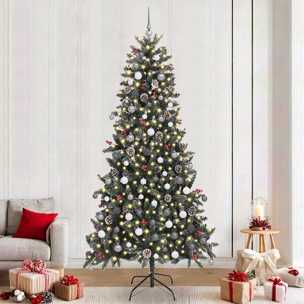 vidaXL K&uuml;nstlicher Weihnachtsbaum Gr&uuml;n 240 cm PVC, Plastik und Stahl