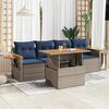 vidaXL 5-tlg. Garten-Sofagarnitur mit Kissen Grau Poly Rattan