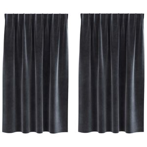 vidaXL Verdunkelungsvorh&auml;nge 2 stk. Dunkelgrau 140 x 140 cm Samt