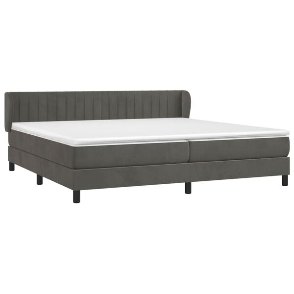 vidaXL Boxspringbett mit Matratze Dunkelgrau 200x200 cm Samt