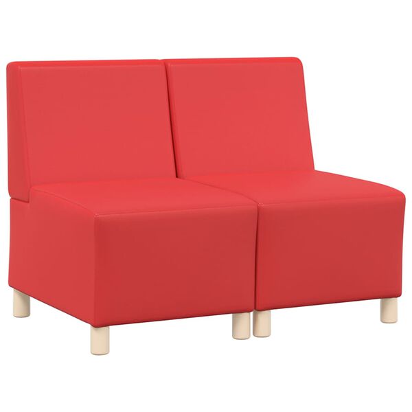 vidaXL Modulares Armfreies Sofa 2 pcs Rot 55 x 74 x 82 cm Kunstleder